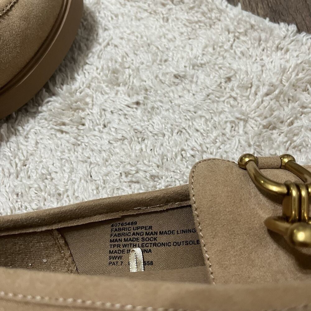 Torrid 9 WW Beige Faux Suede Horsebit Chunky Heel Slip-On Loafers - Picture 9 of 10